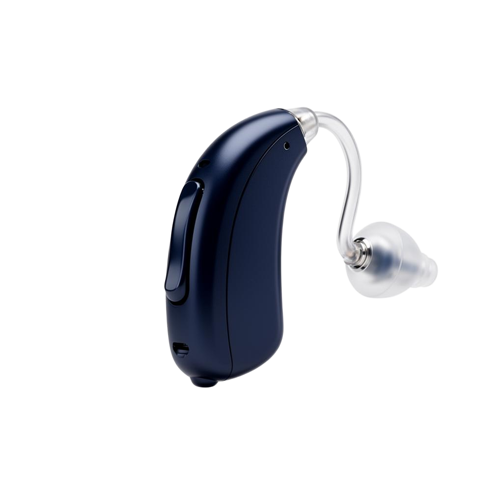 Dark blue modern hearing aid